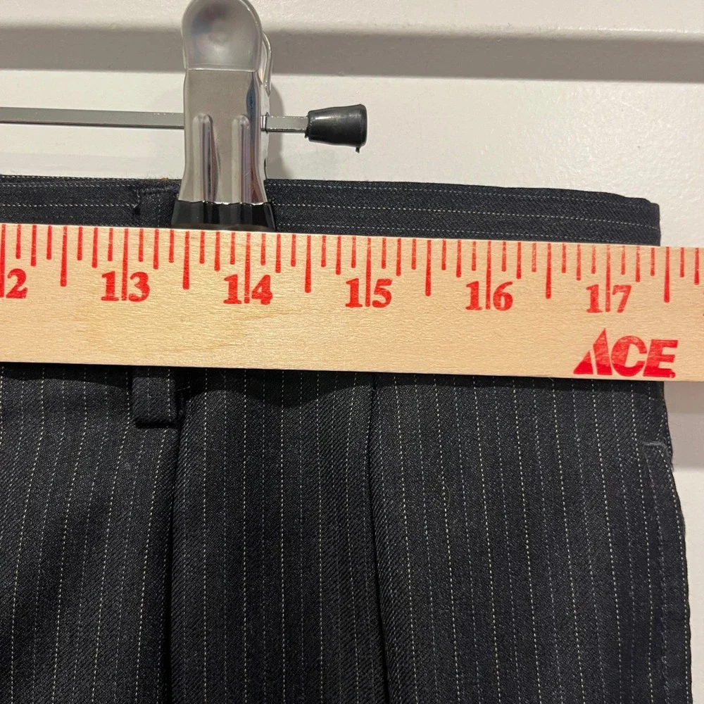 Jos. A. Bank Mens Black Pinstripe Two Button Suit Blazer and Cuffed Pants Set